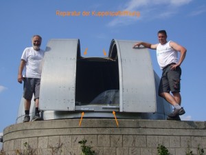 Udo Stetzler und Björn Klipstein nach erfolgreichem Abschluss der Reparatur